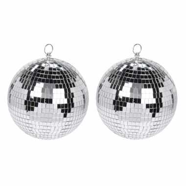 Kerstversiering/kerstdecoratie zilveren decoratie disco kerstballen 12 cm