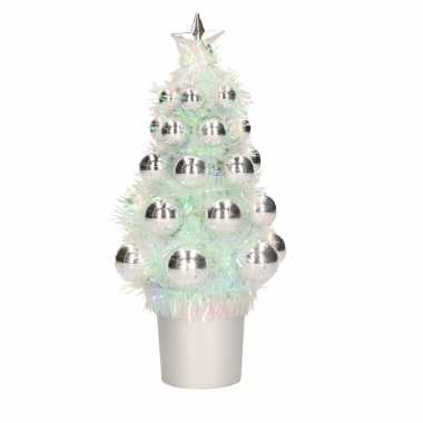 Kunstkerstboompje compleet met kerstballen zilver 20 cm