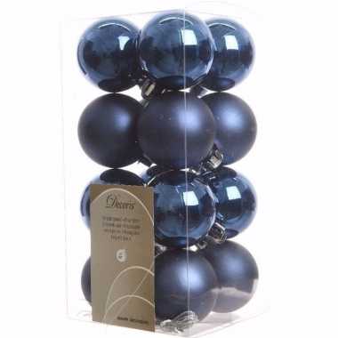 Mystic christmas kerstboom decoratie kerstballen blauw 16 stuks