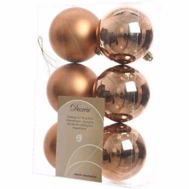 Nature christmas kerstboom decoratie kerstballen brons 6 stuks