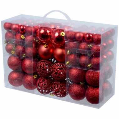 Pakket met 100 stuks voordelige rode kerstballen