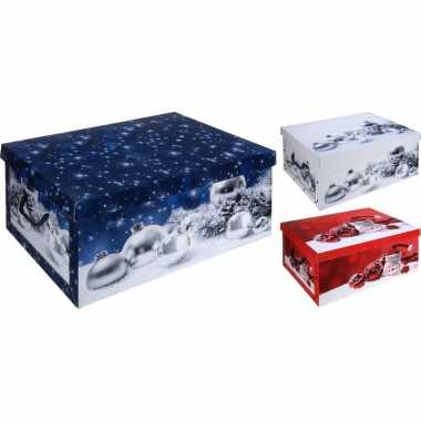 Pakket van 3x stuks blauwe kerstballen opbergdoos 49 cm