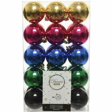 Roze/goud/kobalt kerstballen set 6 cm