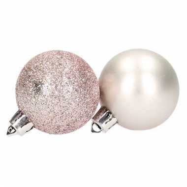 Roze kerstballen glitter en mat