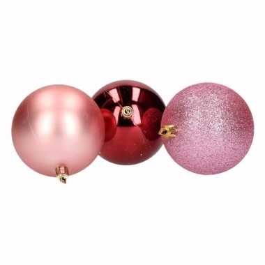Sensual christmas 9-delige kerstballen set roze/bordeaux