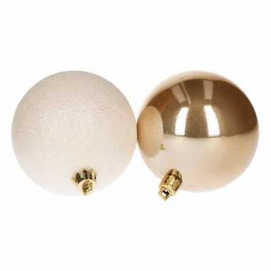 Stylish christmas 6 delige kerstballen set wit goud