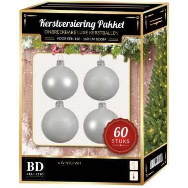 Witte kerstballen pakket 60-delig voor 150 cm boom