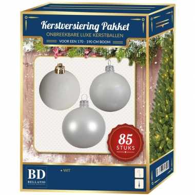 Witte kerstballen pakket 85-delig voor 180 cm boom