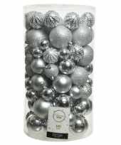 100x kunststof kerstballen mix zilver 4 5 6 7 8 cm kerstboom versiering decoratie