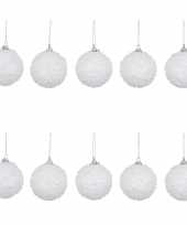 10x luxe witte kerstballen 6 cm kerstboomversiering