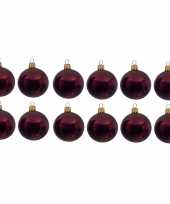 12x glazen kerstballen glans donkerrood 10 cm kerstboom versiering decoratie