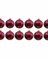 12x glazen kerstballen glans fuchsia roze 10 cm kerstboom versiering decoratie