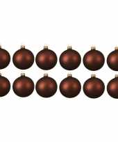 12x glazen kerstballen mat mahonie bruin 10 cm kerstboom versiering decoratie