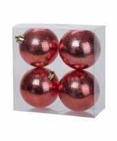 12x kunststof kerstballen cirkel motief rood 8 cm kerstboom versiering decoratie