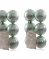 12x kunststof kerstballen glanzend mat mintgroen 8 cm kerstboom versiering decoratie mintgroen