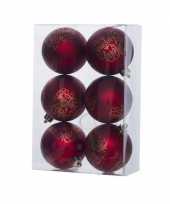 12x kunststof kerstballen tekst rood 6 cm kerstboom versiering decoratie