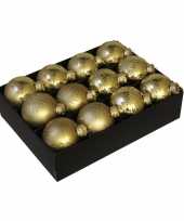 12x luxe glazen gouden sneeuwvlokken sterren kerstballen 7 5 cm
