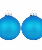 12x matte intens blauwe kerstballen van glas 7 cm
