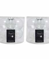 12x transparante kerstballenset glas 6 stuks
