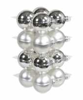 16x glazen kerstballen mat en glans zilver 8 cm
