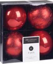 16x kerstboomversiering luxe kunststof kerstballen rood 10 cm