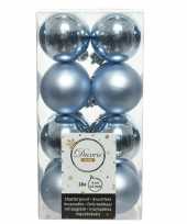 16x kunststof kerstballen glanzend mat lichtblauw 4 cm kerstboom versiering decoratie