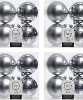 16x kunststof kerstballen glanzend mat zilver 10 cm kerstboom versiering decoratie 10176417
