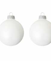 16x witte matte kerstballen van glas 7 cm