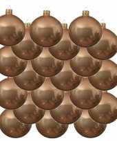 18x glazen kerstballen glans donker parel champagne 8 cm kerstboom versiering decoratie