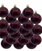 18x glazen kerstballen glans donkerrood 8 cm kerstboom versiering decoratie