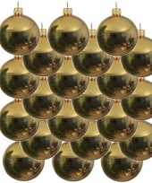 18x glazen kerstballen glans goud 6 cm kerstboom versiering decoratie