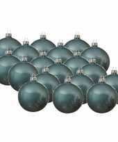 18x glazen kerstballen glans ijsblauw 6 cm kerstboom versiering decoratie
