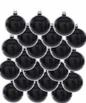 18x glazen kerstballen glans zwart 8 cm kerstboom versiering decoratie