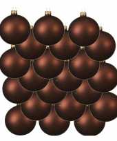 18x glazen kerstballen mat mahonie bruin 8 cm kerstboom versiering decoratie