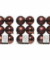 18x kunststof kerstballen glanzend mat mahonie bruin 8 cm kerstboom versiering decoratie