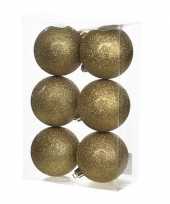 18x kunststof kerstballen glitter goud 8 cm kerstboom versiering decoratie