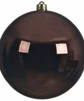 1x grote raam deur kerstboom decoratie donkerbruine kerstballen 20 cm glans