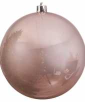 1x grote raam deur kerstboom decoratie lichtroze kerstballen 14 cm glans