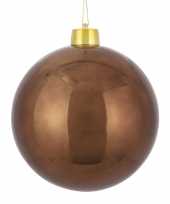 1x mega kunststof decoratie kerstballen kastanje bruin 25 cm