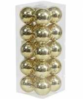20x kunststof kerstballen glanzend goud 8 cm kerstboom versiering decoratie