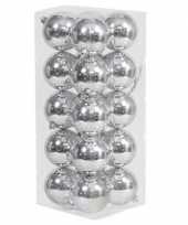 20x kunststof kerstballen glanzend zilver 8 cm kerstboom versiering decoratie
