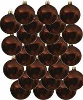 24x glazen kerstballen glans roodbruin 8 cm kerstboom versiering decoratie