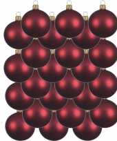 24x glazen kerstballen mat donkerrood 6 cm kerstboom versiering decoratie