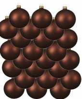 24x glazen kerstballen mat mahonie bruin 8 cm kerstboom versiering decoratie
