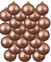 24x glazen kerstballen mat roze 6 cm kerstboom versiering decoratie