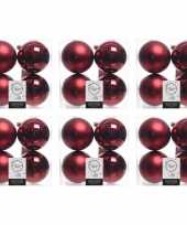 24x kunststof kerstballen glanzend mat donkerrood 10 cm kerstboom versiering decoratie