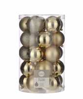 25x kunststof kerstballen goud 8 cm