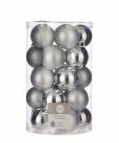 25x kunststof kerstballen zilver 8 cm