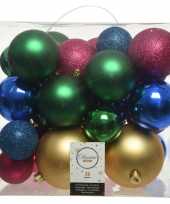 26 stuks kunststof gekleurde mix kerstballen 6 8 10 cm
