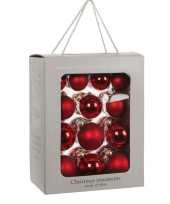 26x glazen kerstballen glans mat kerst rood 7 cm kerstboom versiering decoratie